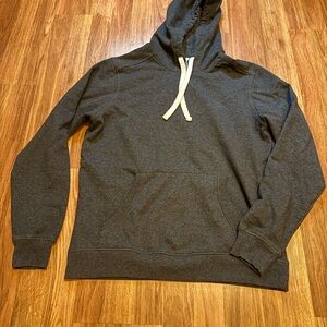 District Re-Fleece Unisex Charcoal Hoodie with White Drawstrings